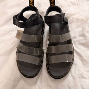 Dr. Martens Black Leather Sandal with Clear Straps